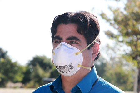 person wearing n95 respirator