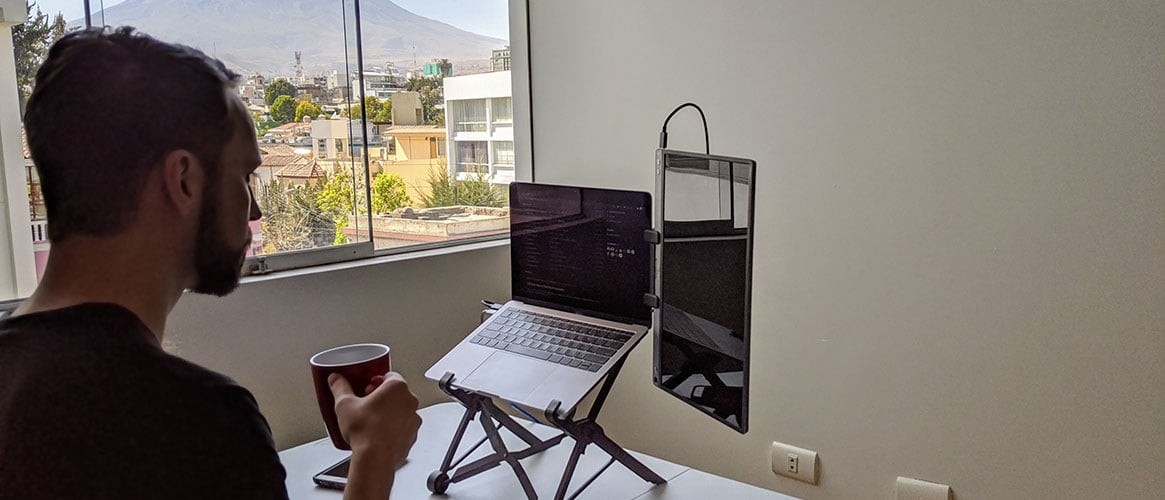 Ergonomic Home Office with elevated keyboard
